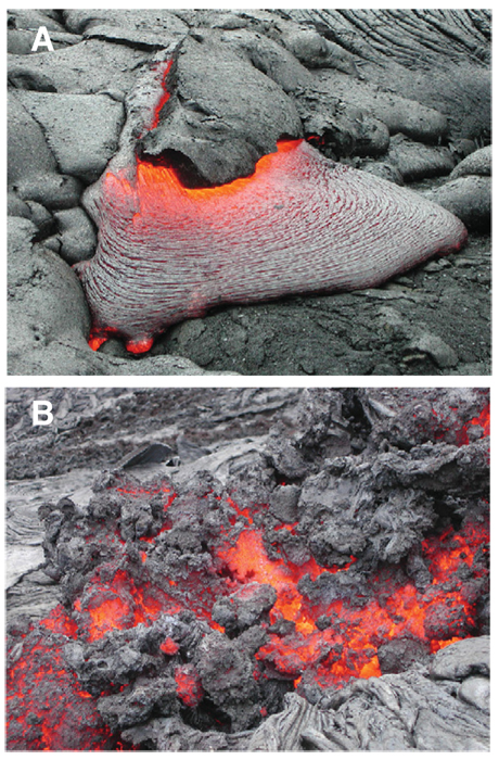 Types of Lava - Pahoehoe and A'a